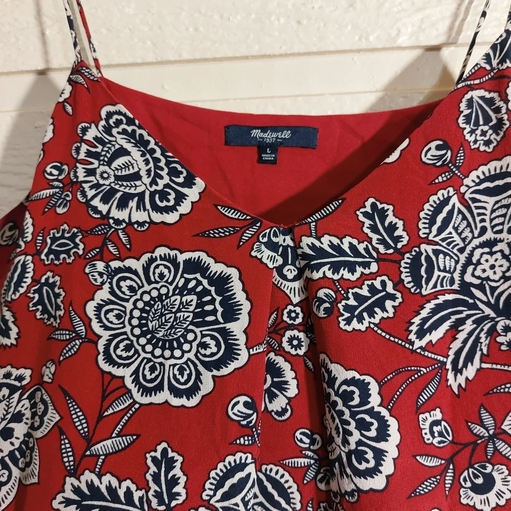 Madewell Red and Blue Spaghetti Strap Mini Sundress